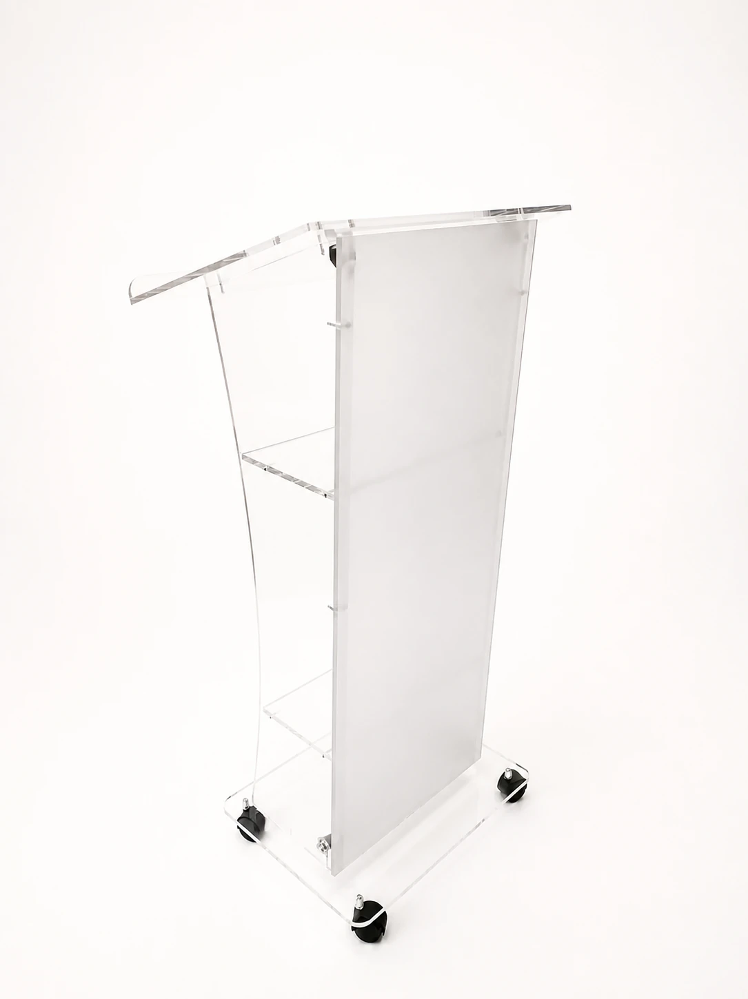 Atril de metacrilato transparente con frontal personalizable
